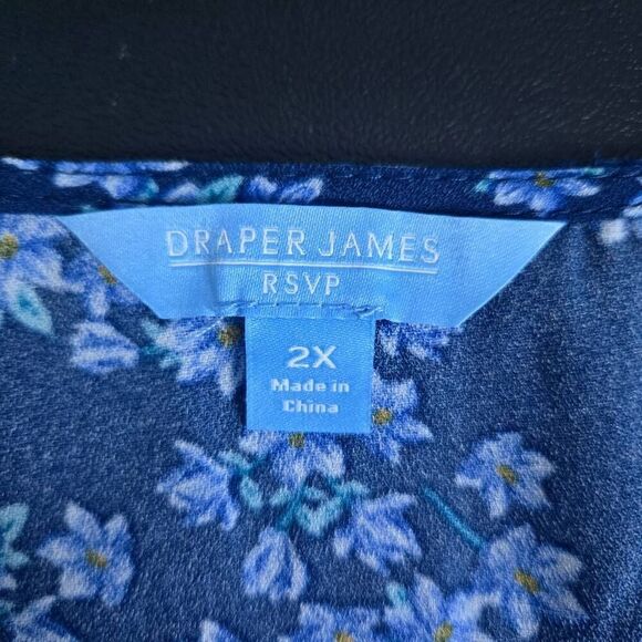 Draper James Womens Floral Button Up Bodysuit Size 2X Blue Ruffle Cottagecore - Picture 4 of 8